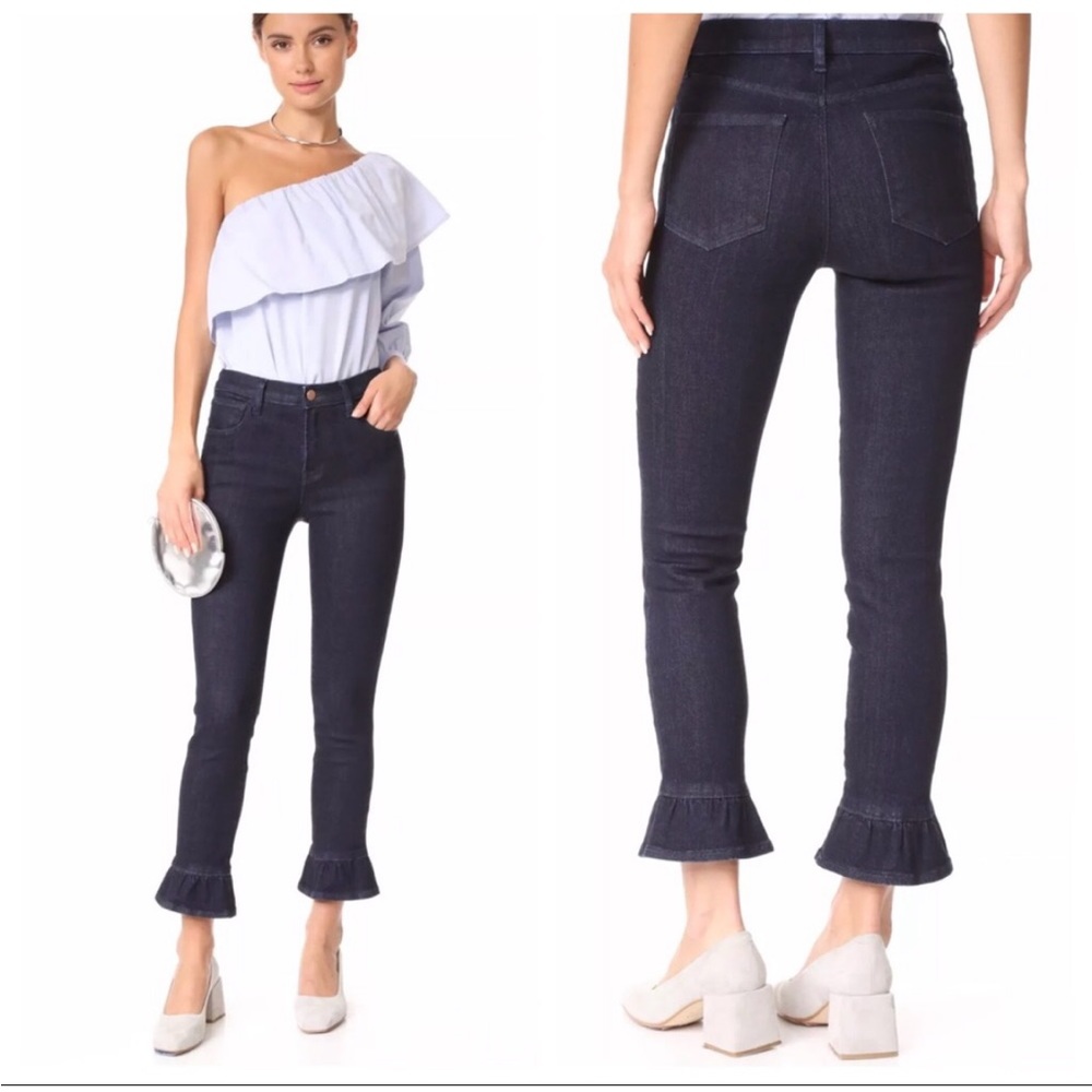 J BRAND Ruby High-Rise Ruffled Cropped Skinny Jean Size 28